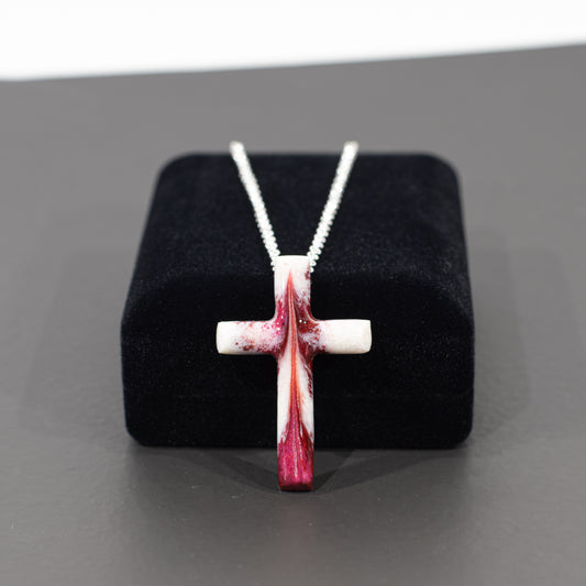 Crimson Drift Cross Necklace