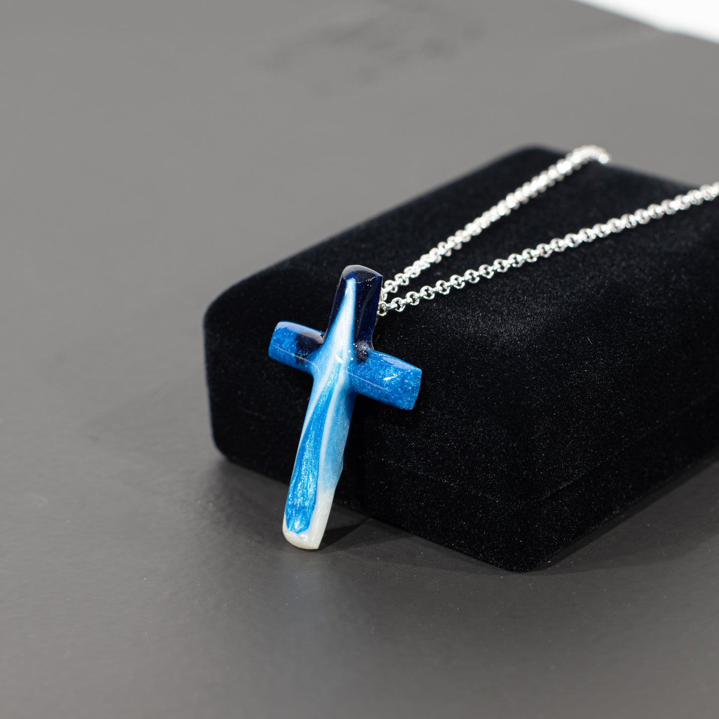 Blue Bird Cross Necklace